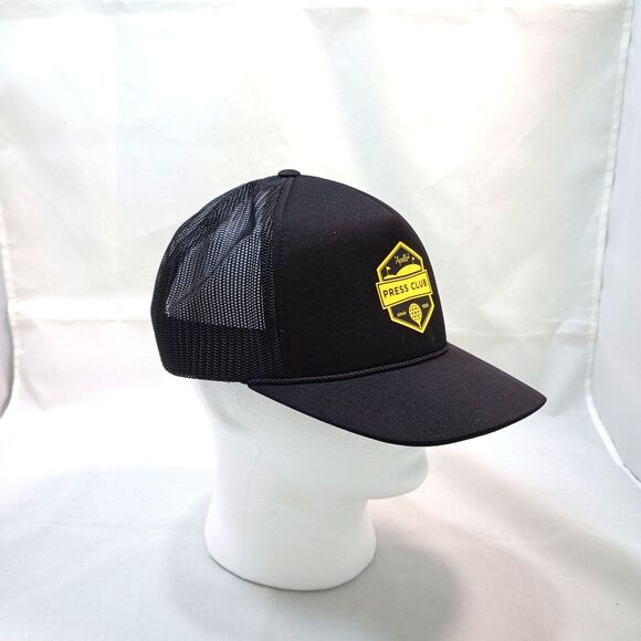 Apollo Press Club Trucker Snapback Cap Black and Yellow 6 Panel - Picture 2 of 5